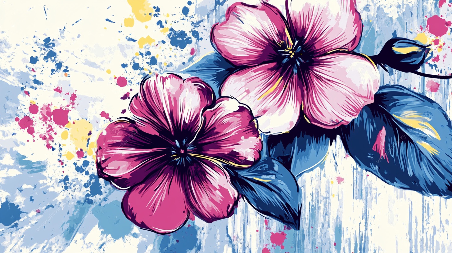 水彩风绽放双花插画