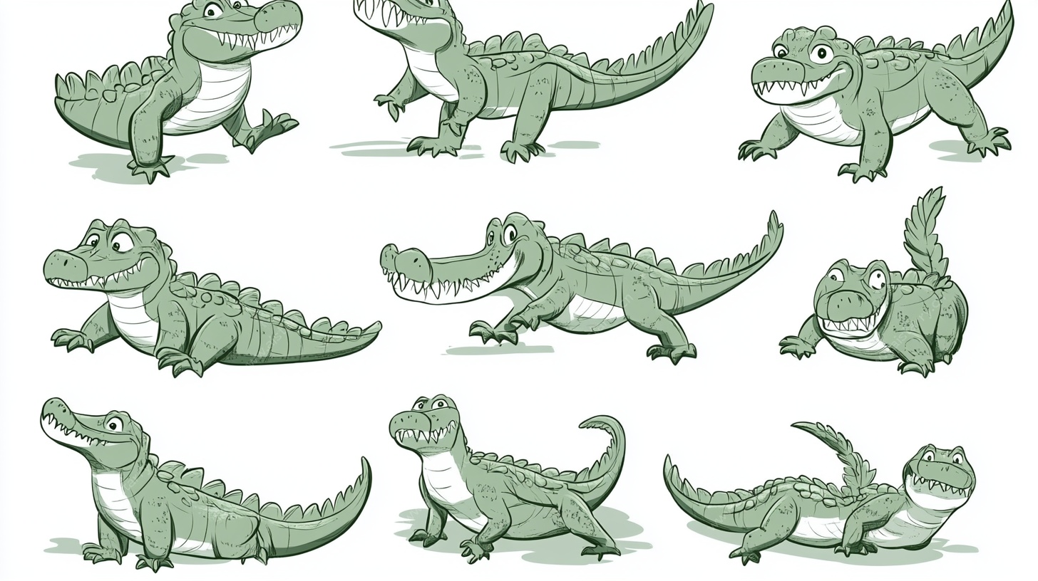 可爱卡通鳄鱼动态插画集