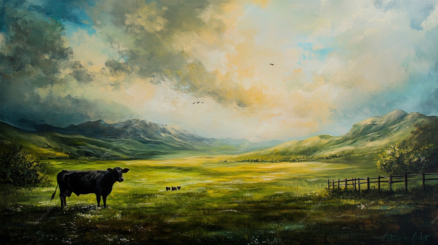 田园牧歌中的孤牛