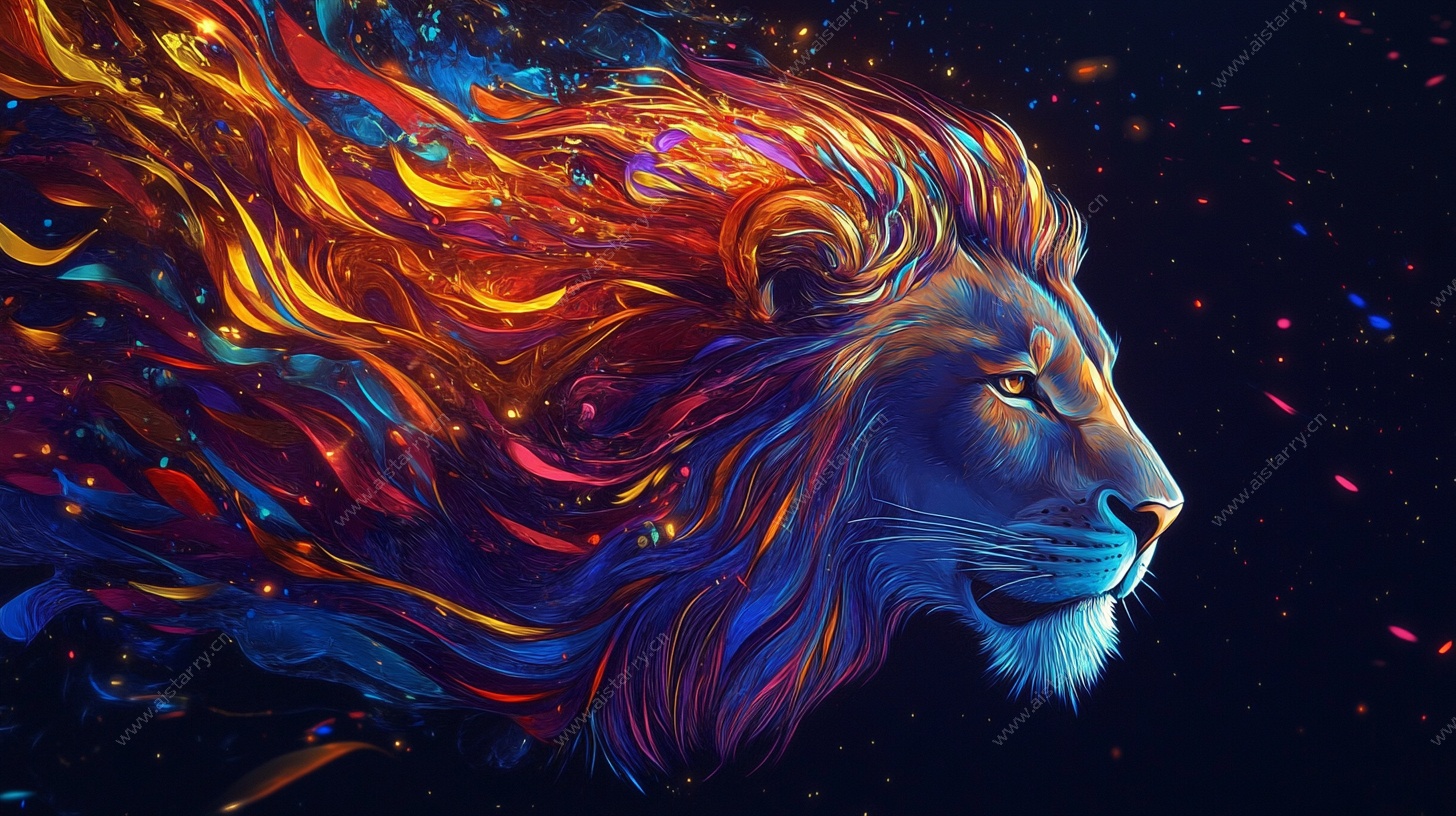 火焰雄狮 绚丽数字艺术