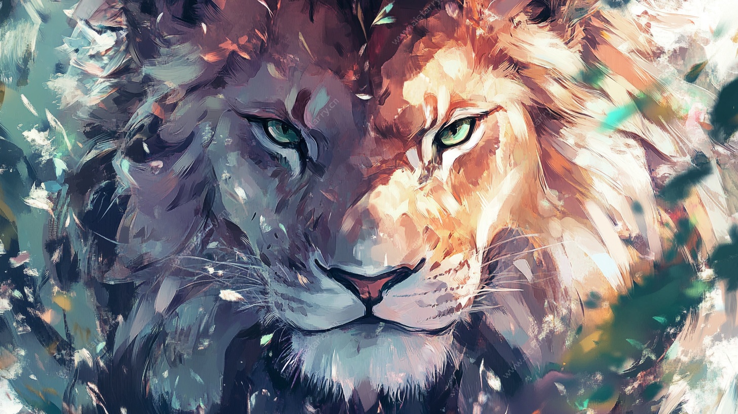 奇幻风格狮子艺术插画