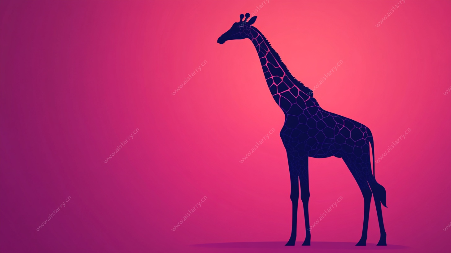 粉色背景下的长颈鹿剪影