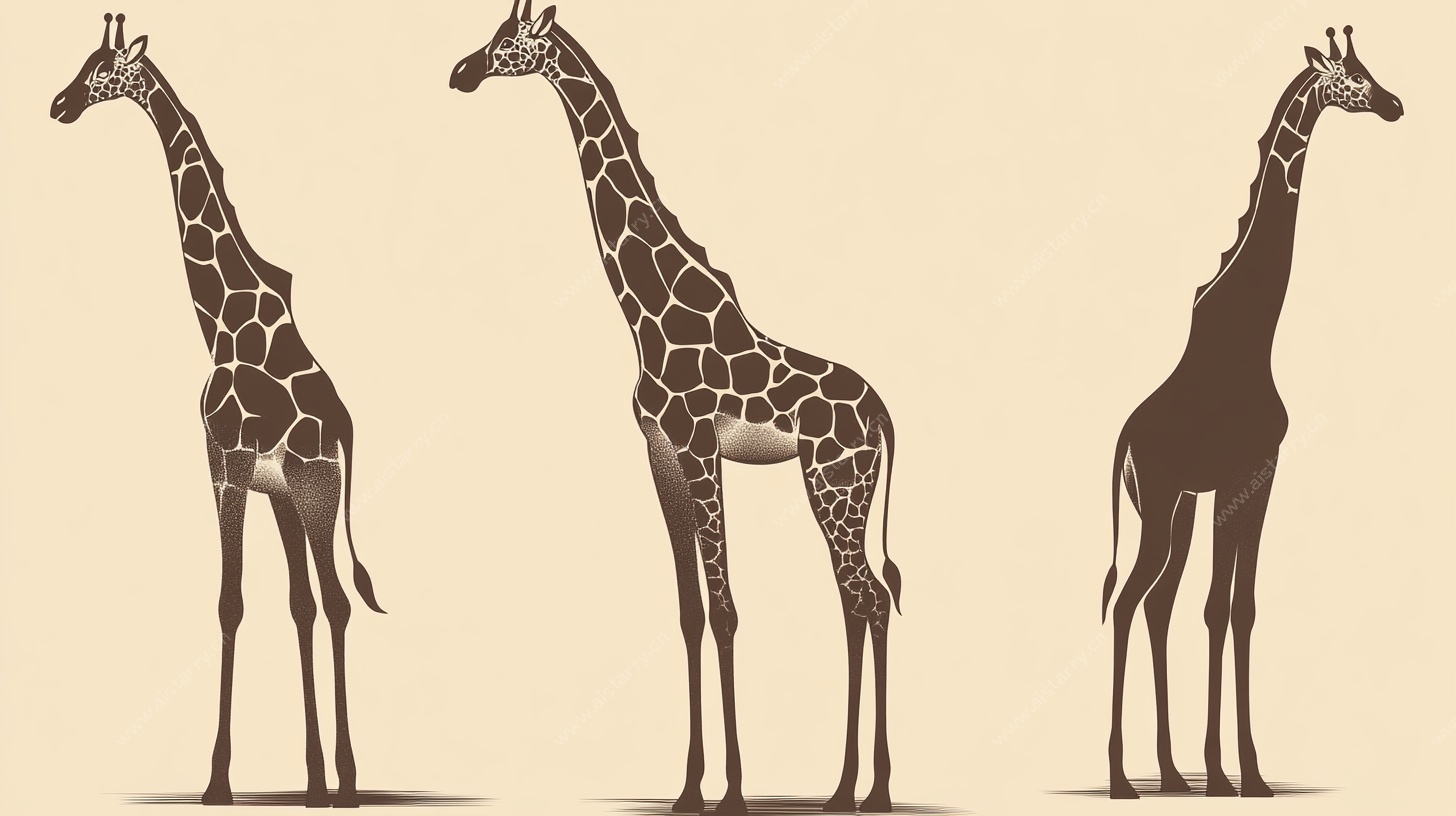 三只长颈鹿插画