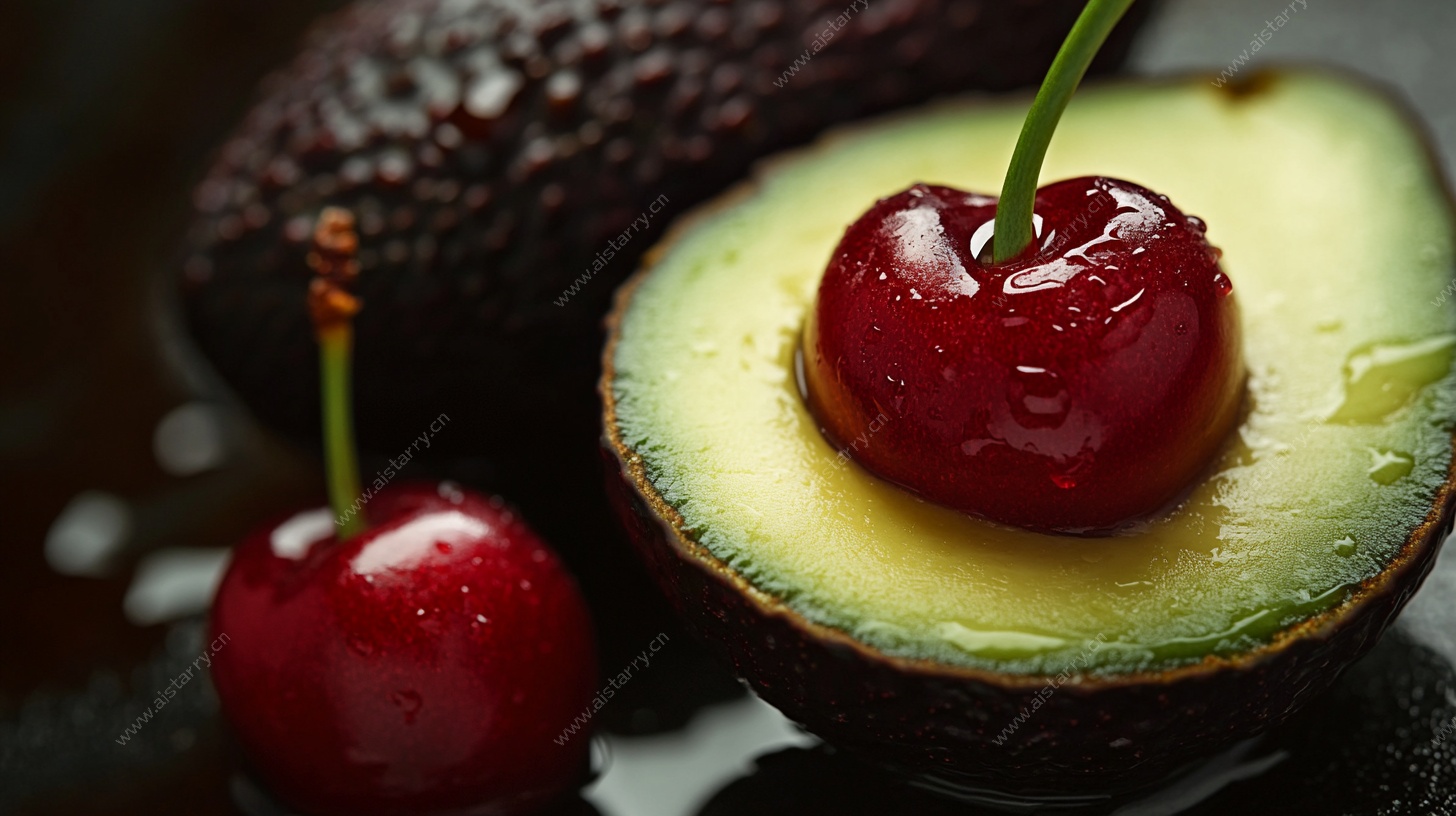 牛油果配樱桃精致摆盘