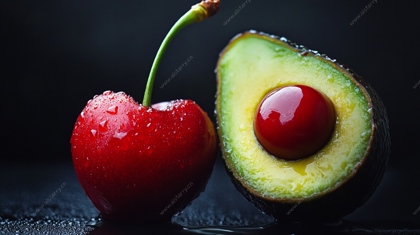樱桃牛油果创意组合照