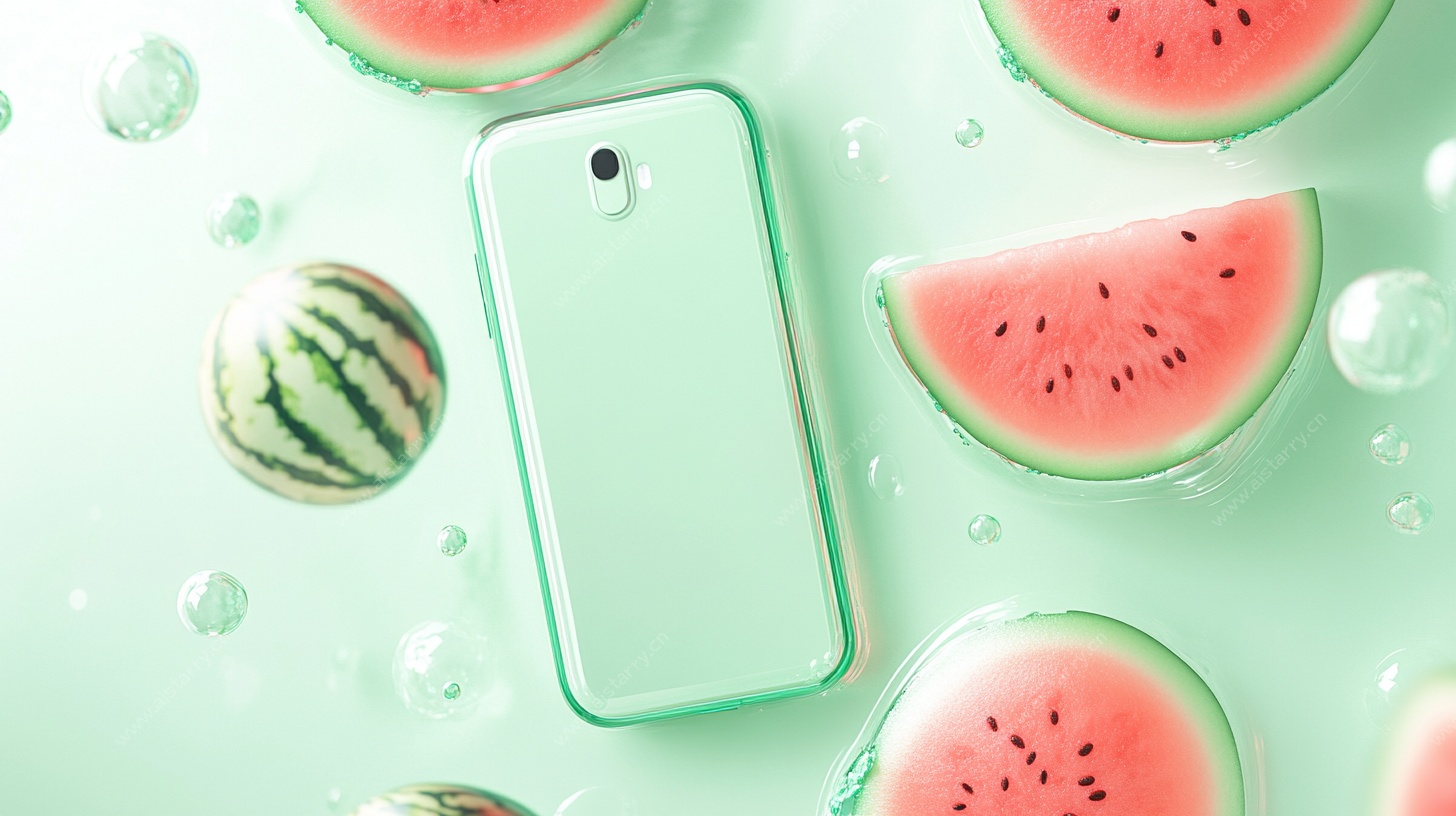 清新西瓜与手机夏日搭配