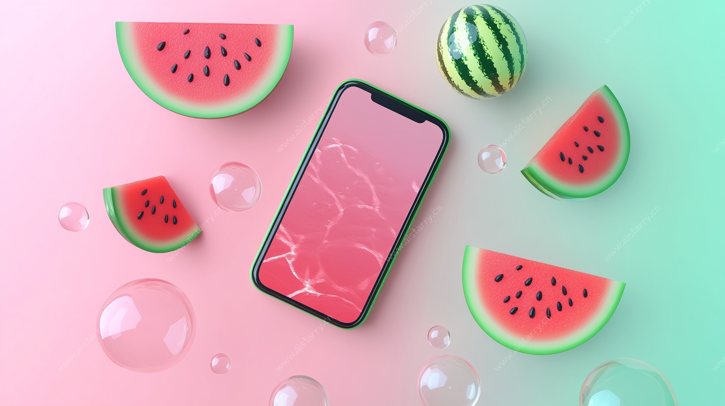 夏日西瓜手机创意构图