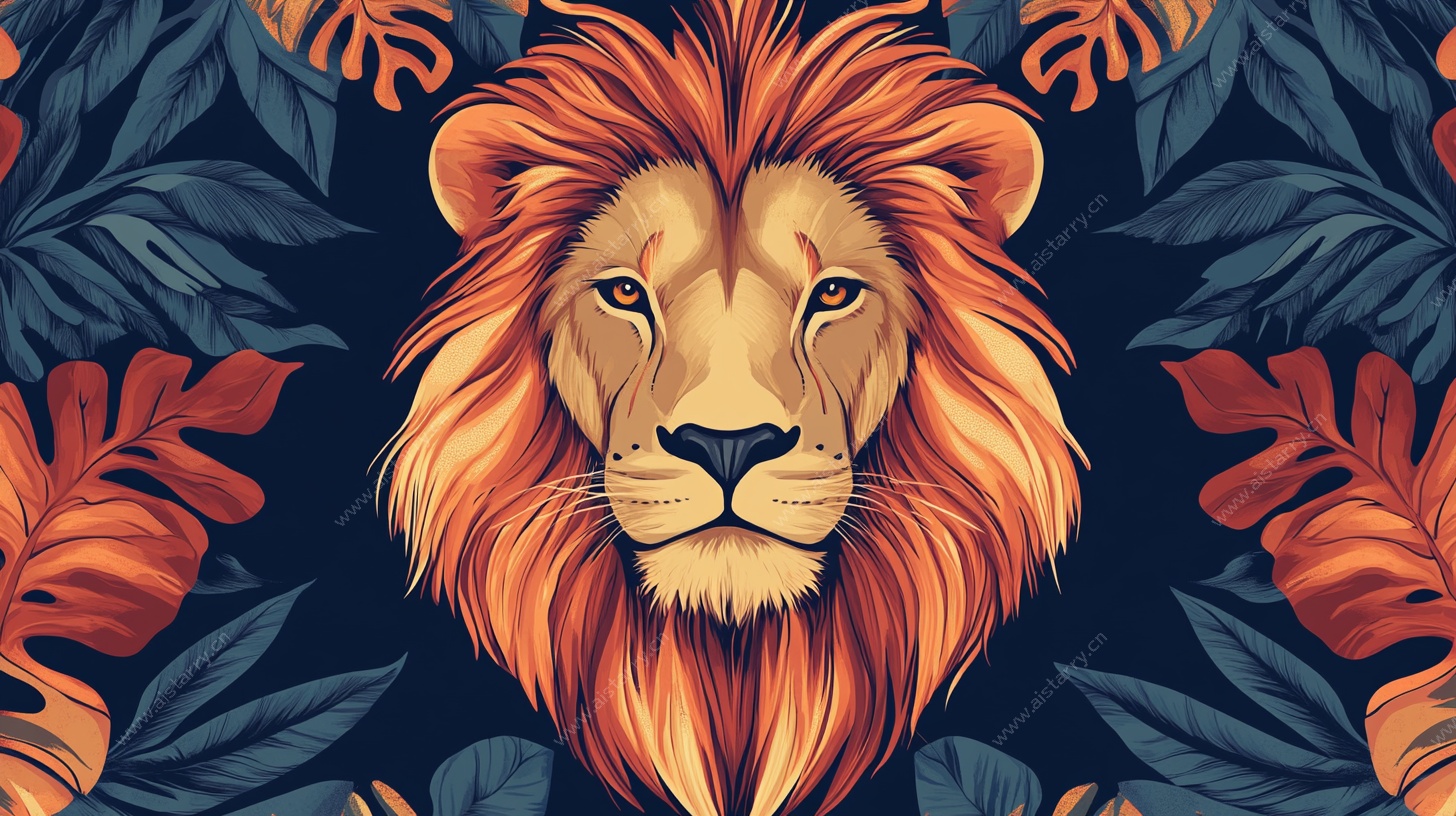 雄狮插画 丛林王者风采