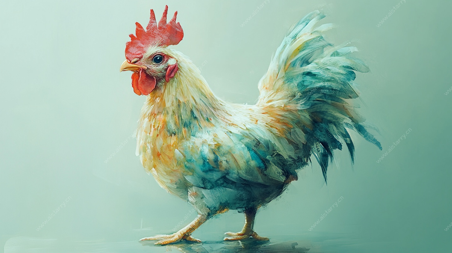 多彩公鸡艺术形象