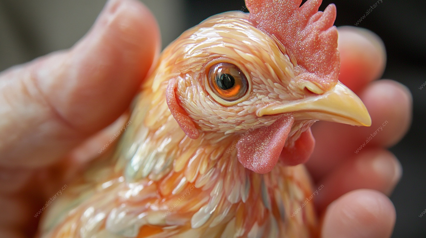 手捧精致鸡形工艺品