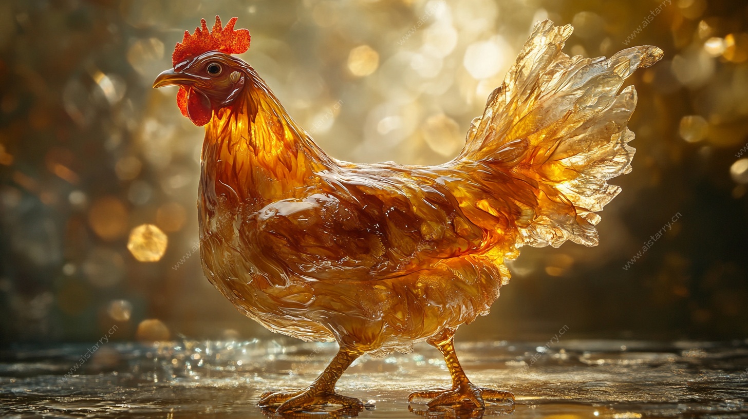 玻璃质感公鸡艺术形象