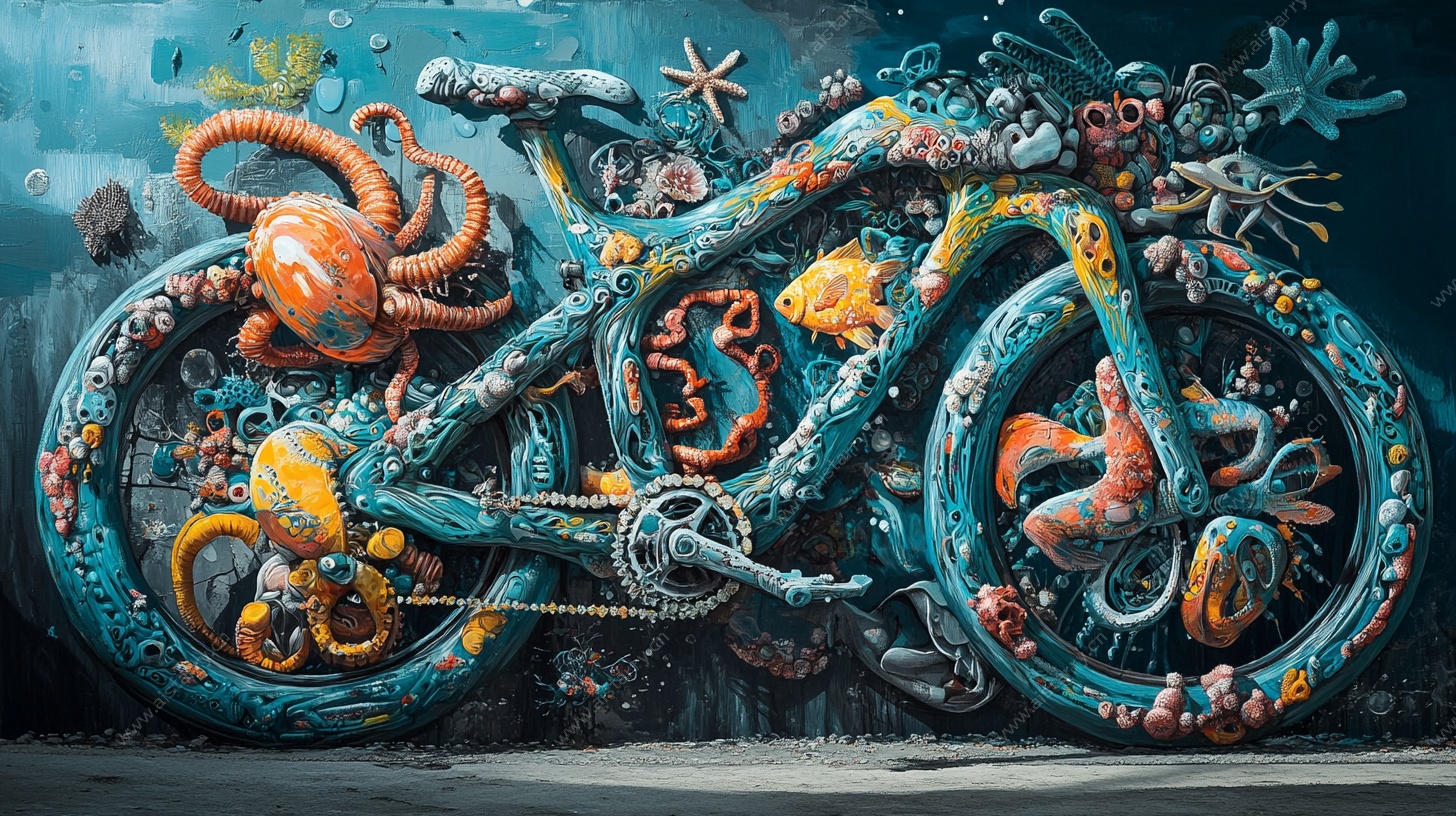 海底机械风摩托车幻想画