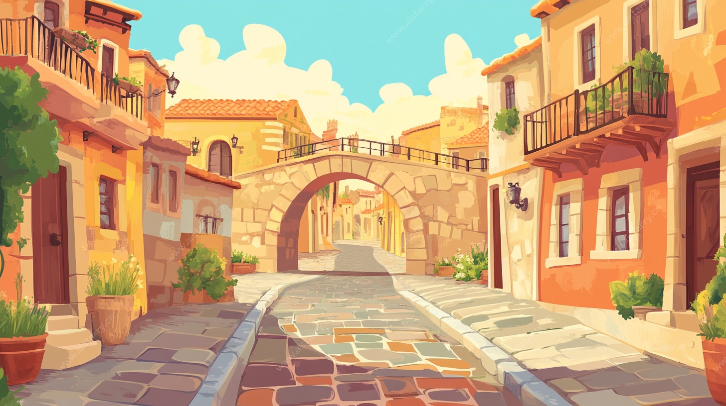 地中海风情小镇街道