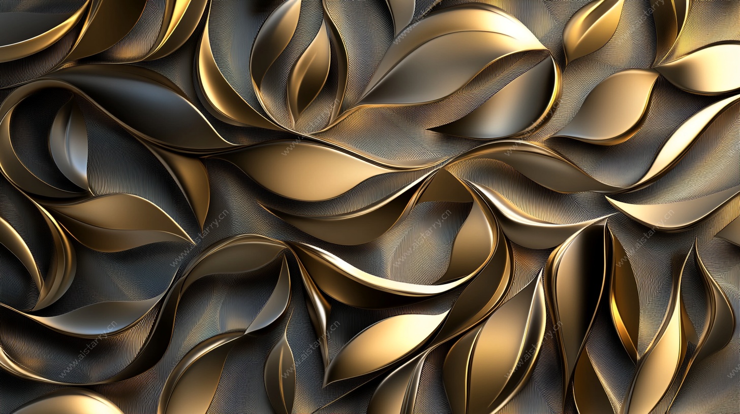 金色流动金属质感纹理图