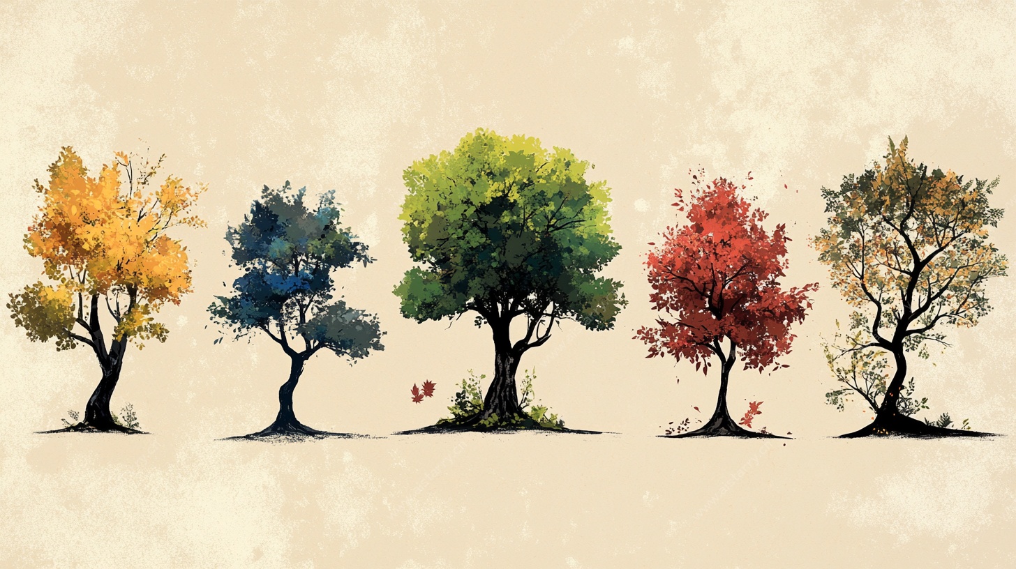 四季之树插画