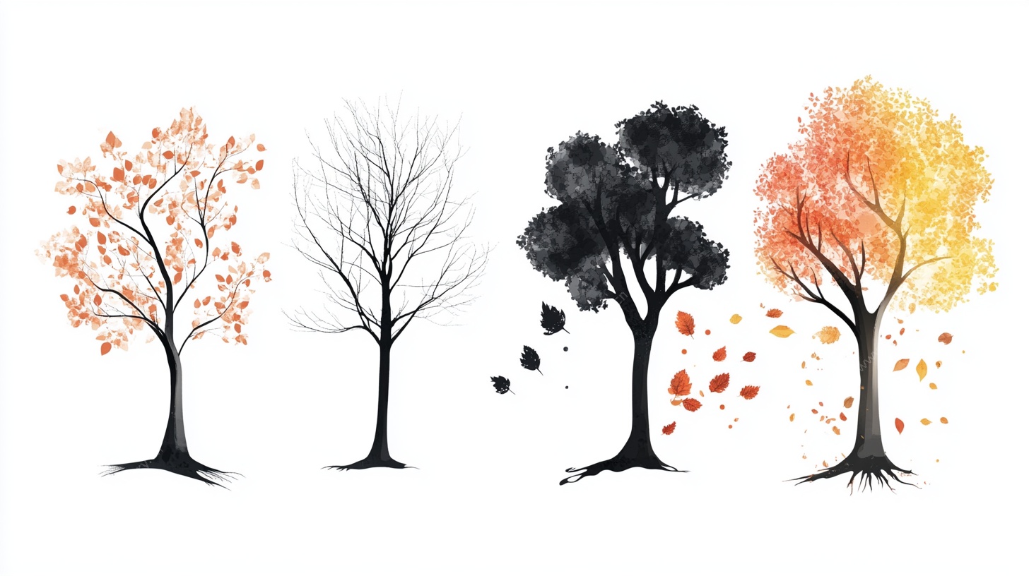 四季树木插画