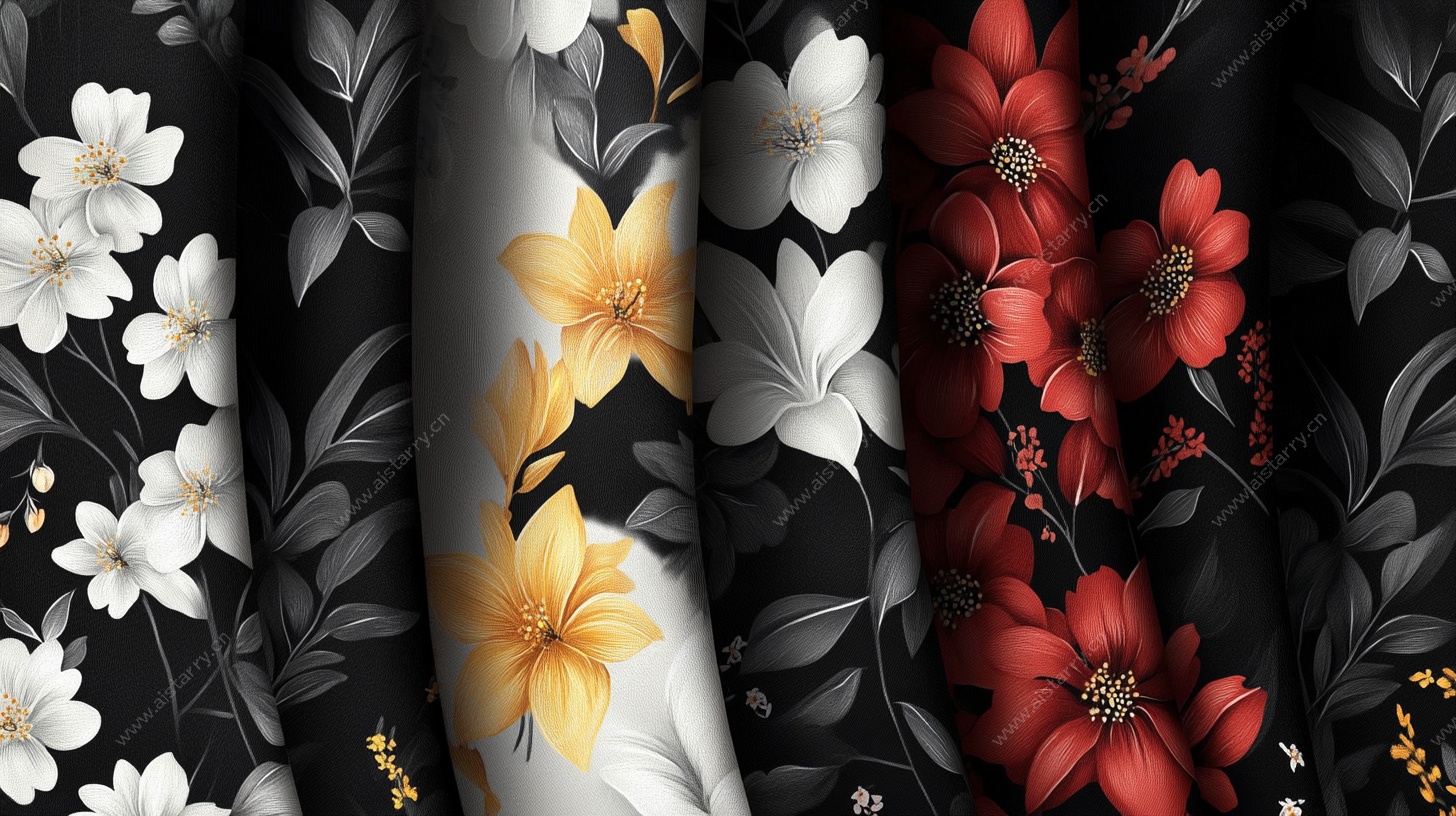 花卉图案布料展示