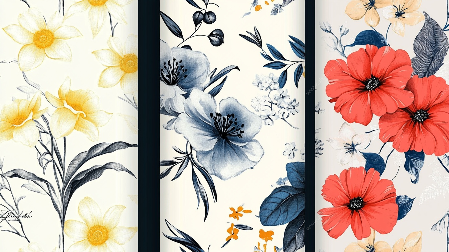 三色花卉图案设计