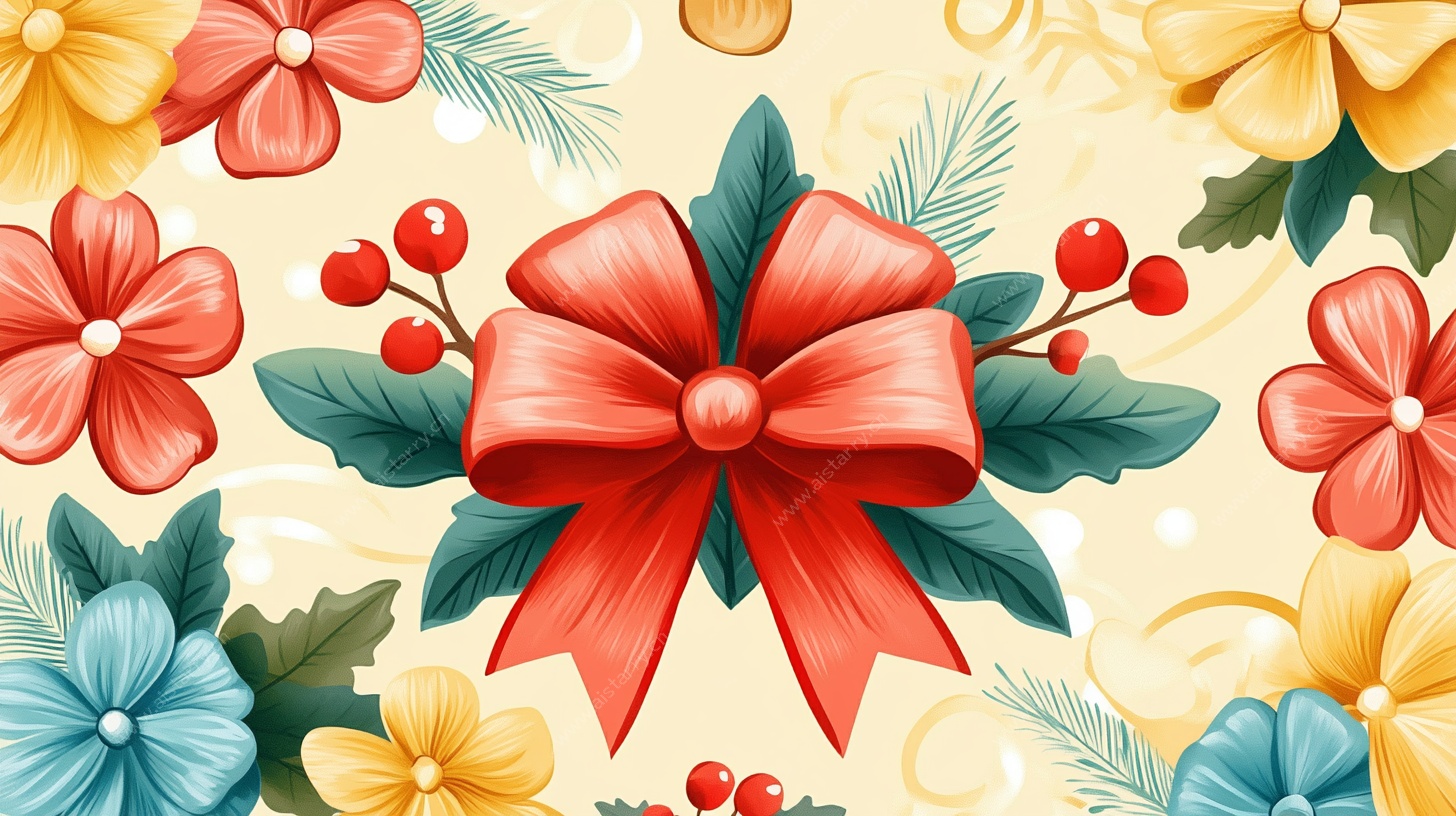 花卉蝴蝶结装饰图案