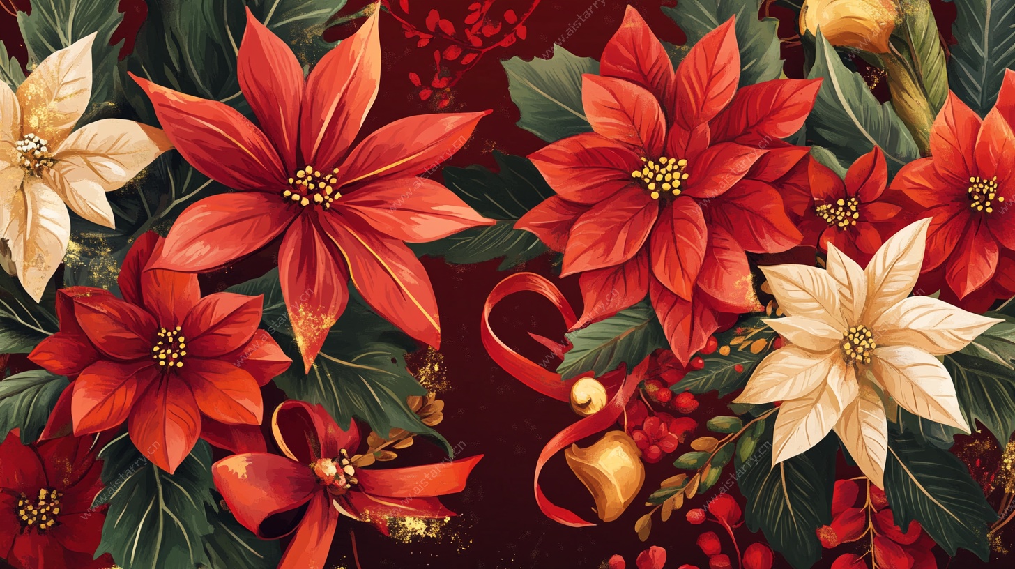 圣诞花卉装饰图案