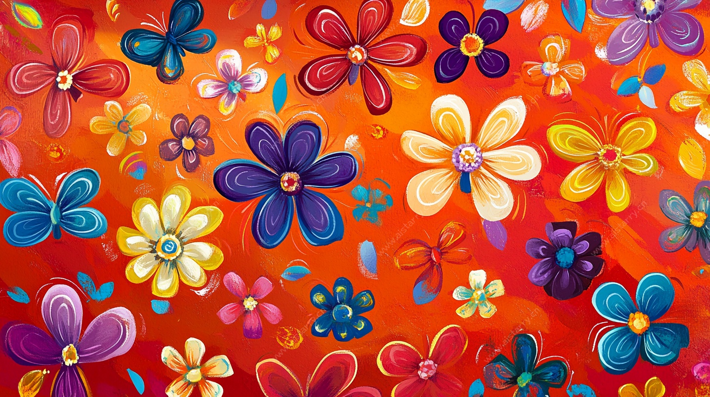 缤纷多彩花卉图案背景图