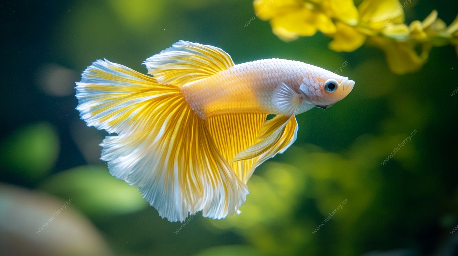 飘逸黄白斗鱼水中游