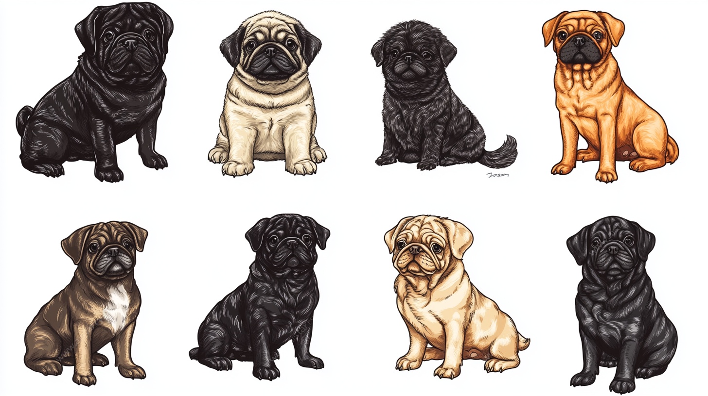 可爱巴哥犬插画集合