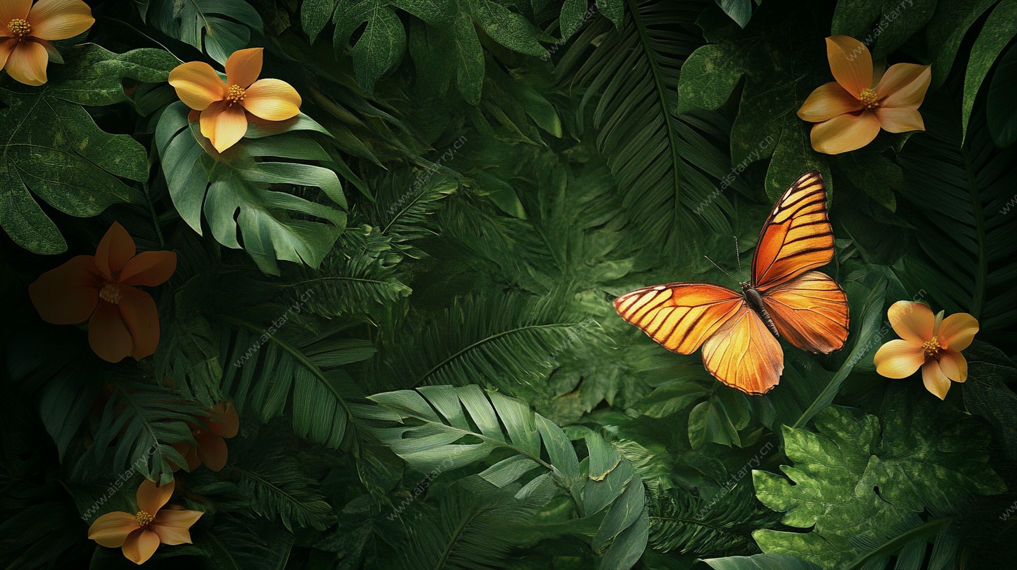 蝶舞繁花间的绿野风情