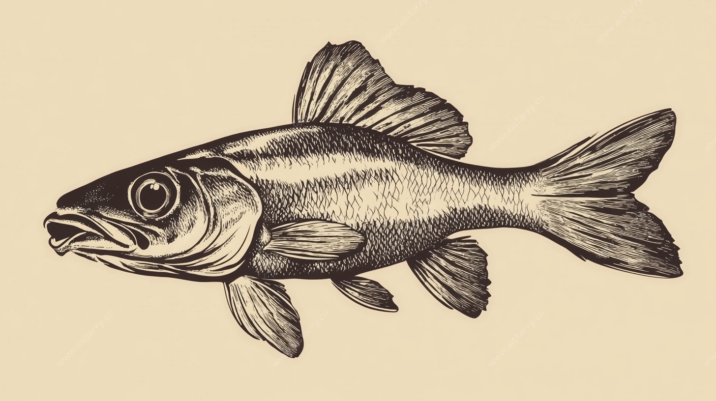 手绘鲈鱼插画