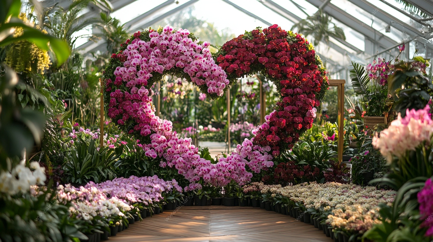 心形花卉景观 浪漫温室美