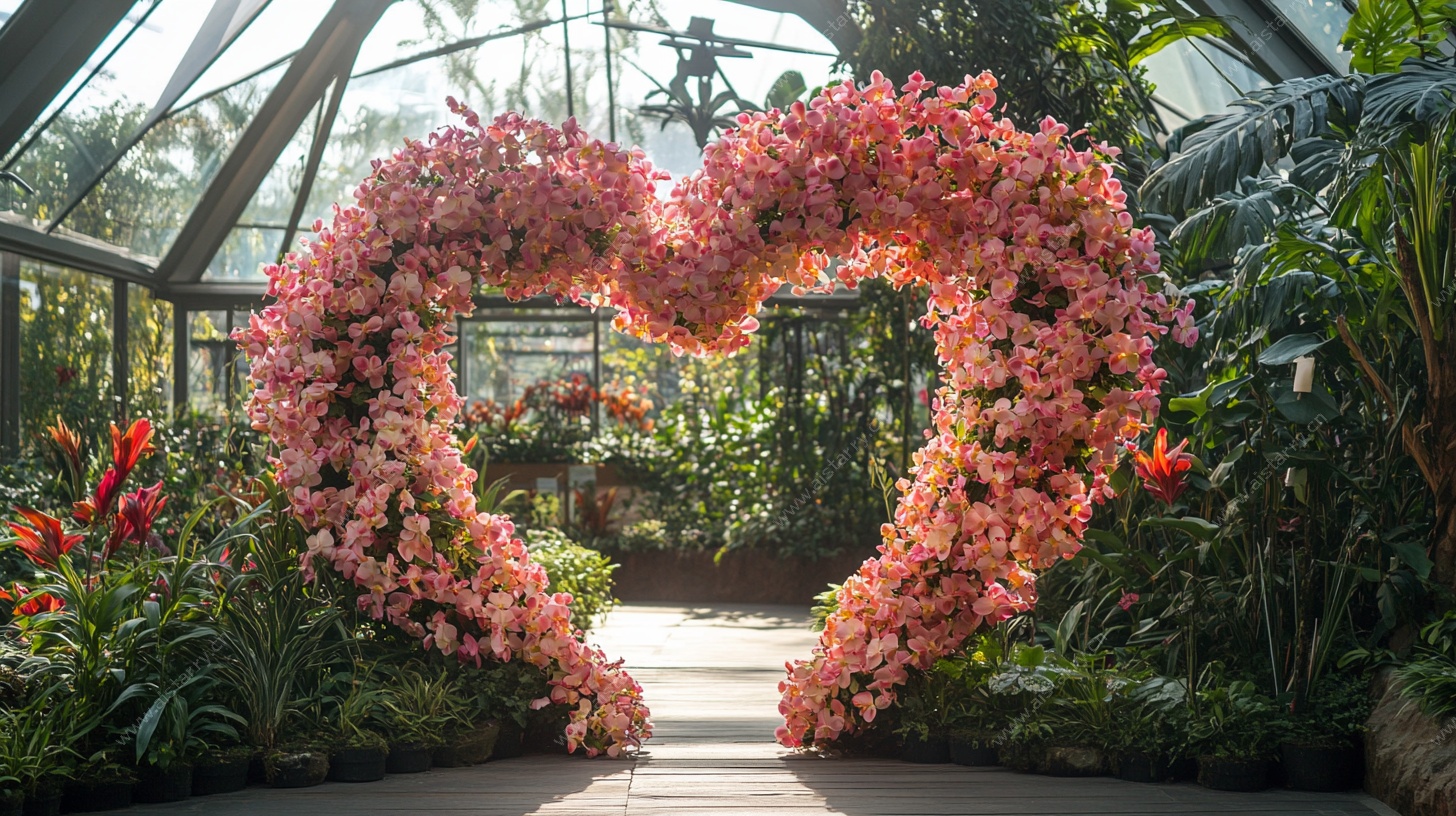 心形花卉拱门 浪漫温室景