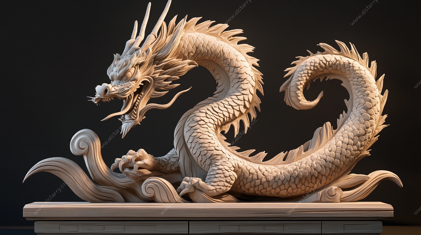 中式木雕龙摆件