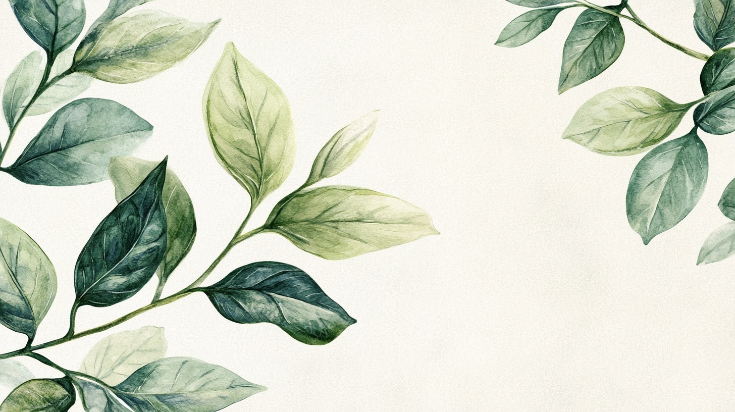 清新水彩风绿叶图案