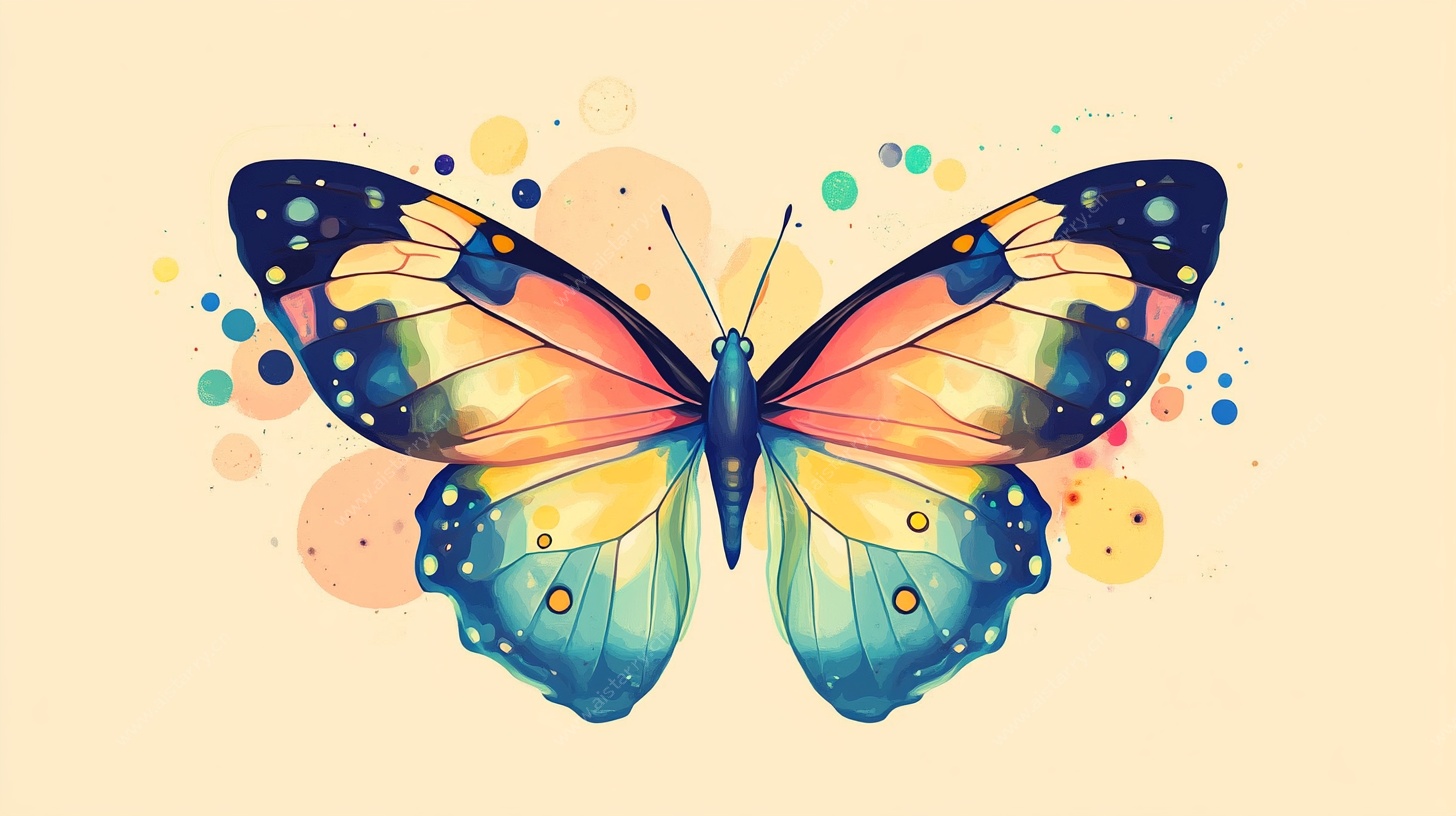 梦幻渐变蝴蝶插画