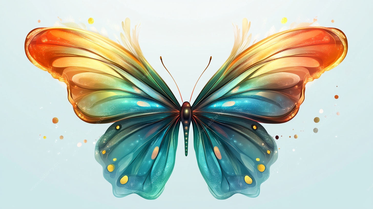 五彩斑斓梦幻蝴蝶插画