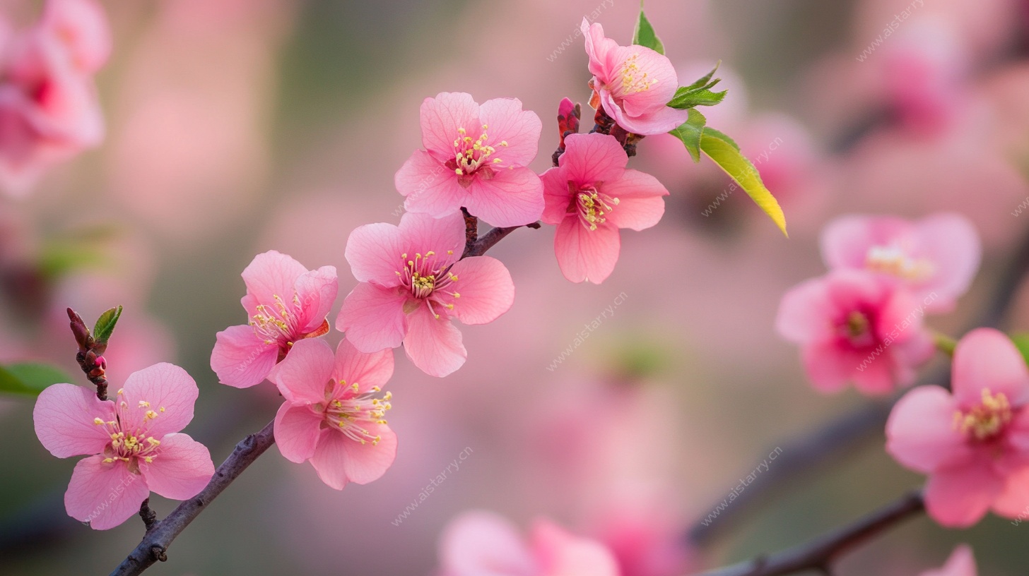 娇艳盛开的粉嫩桃花