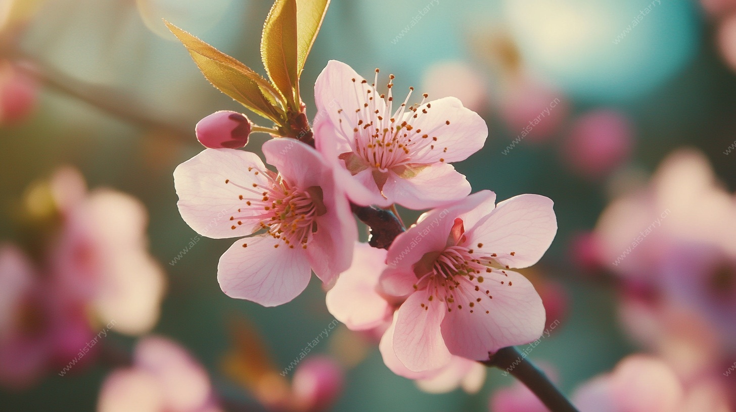 粉嫩桃花枝上绽