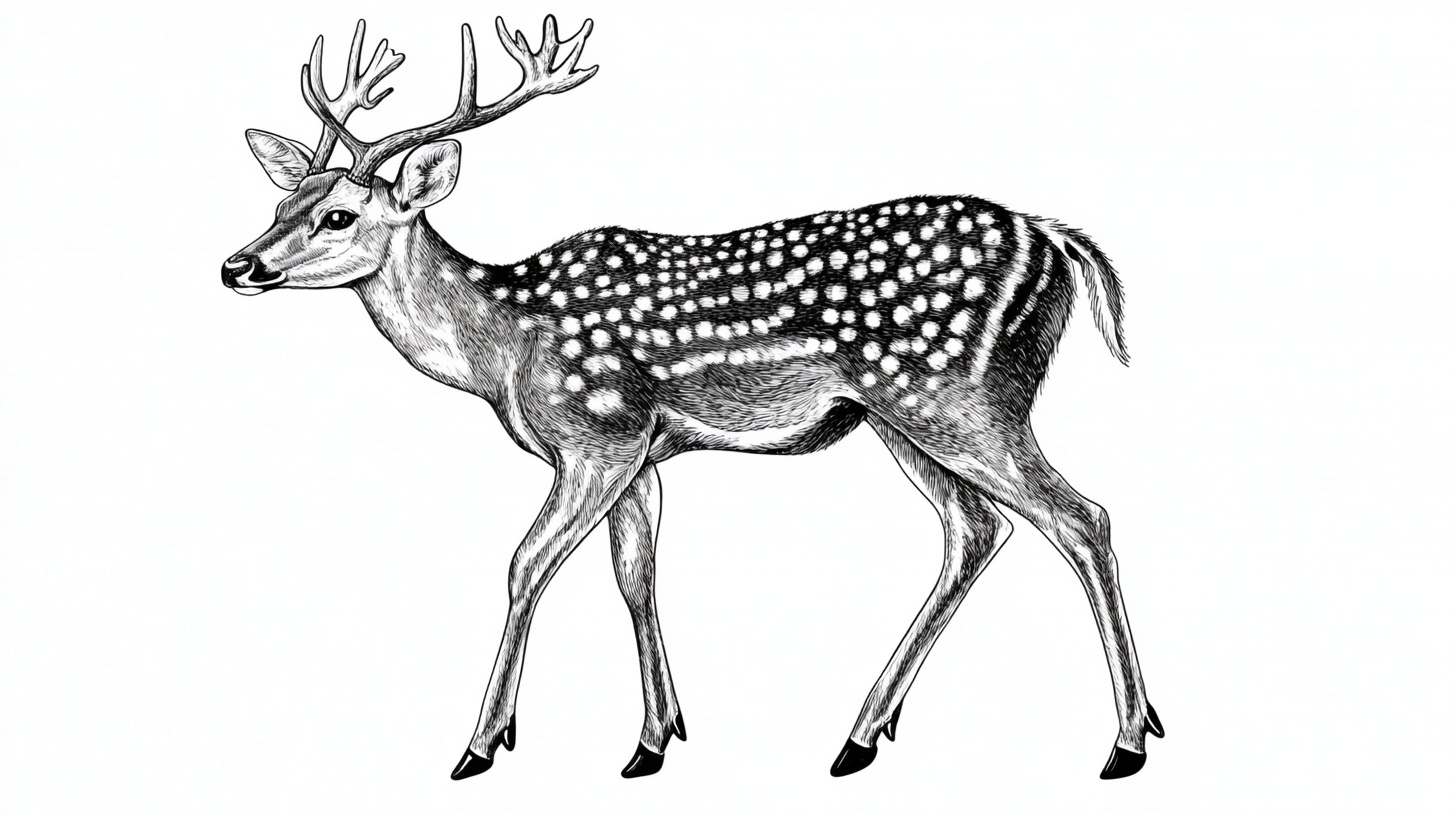 手绘斑点鹿线条艺术图