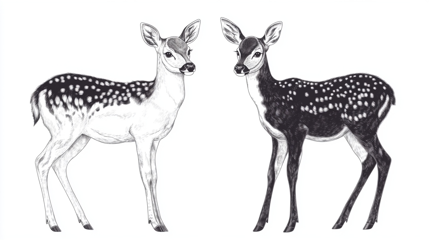两只斑点小鹿插画