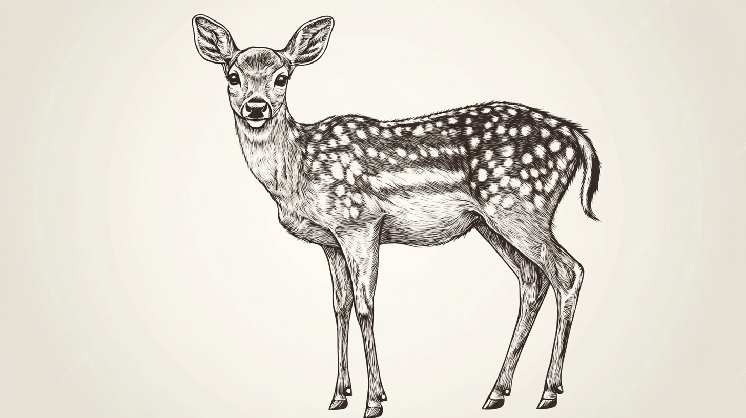 手绘斑点小鹿插画