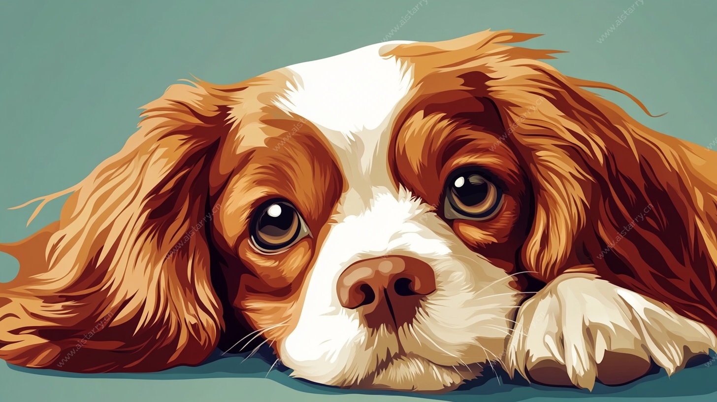 趴着的可爱查理王小猎犬