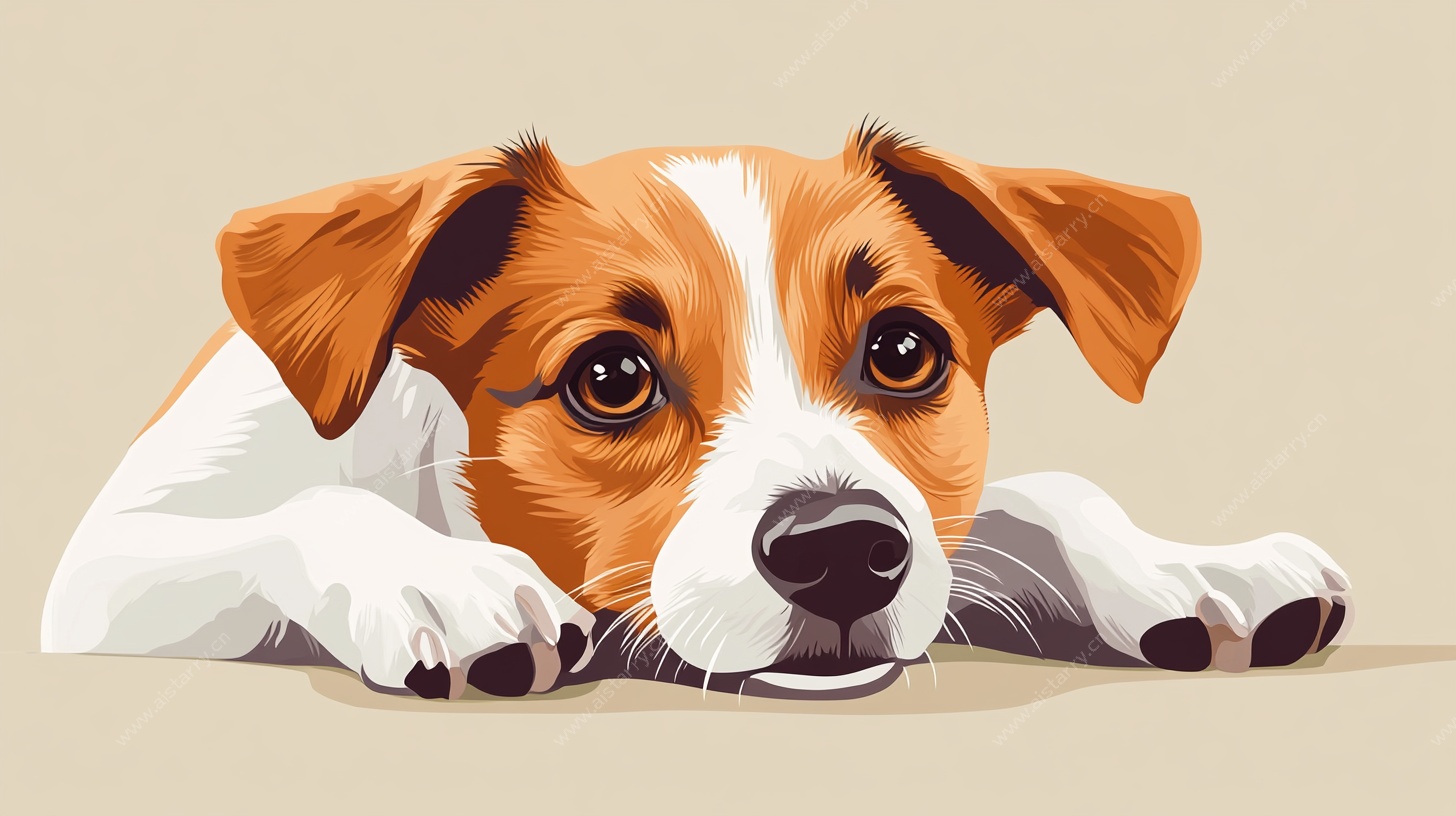 趴着的可爱小狗插画