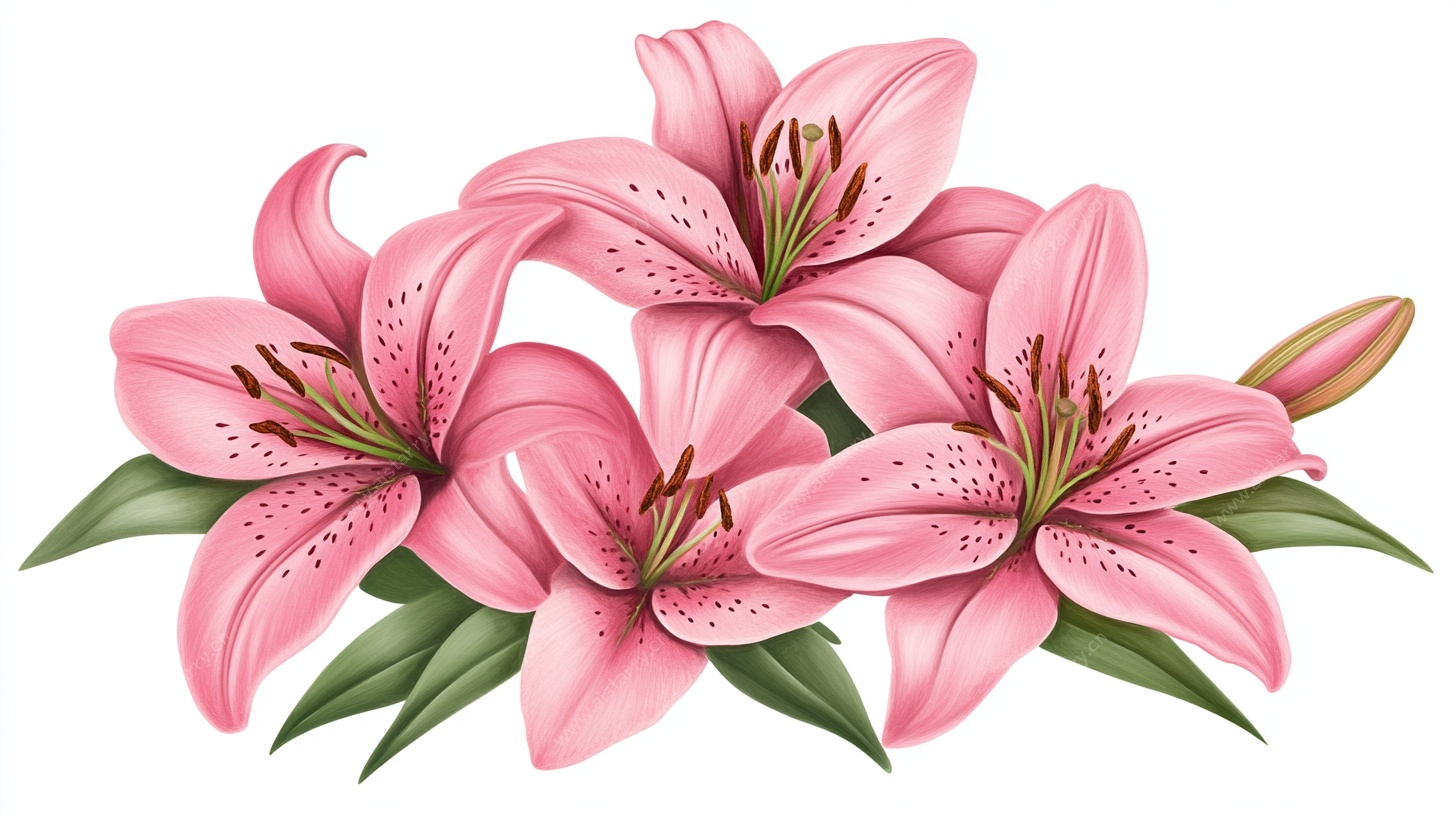 粉色百合花插画