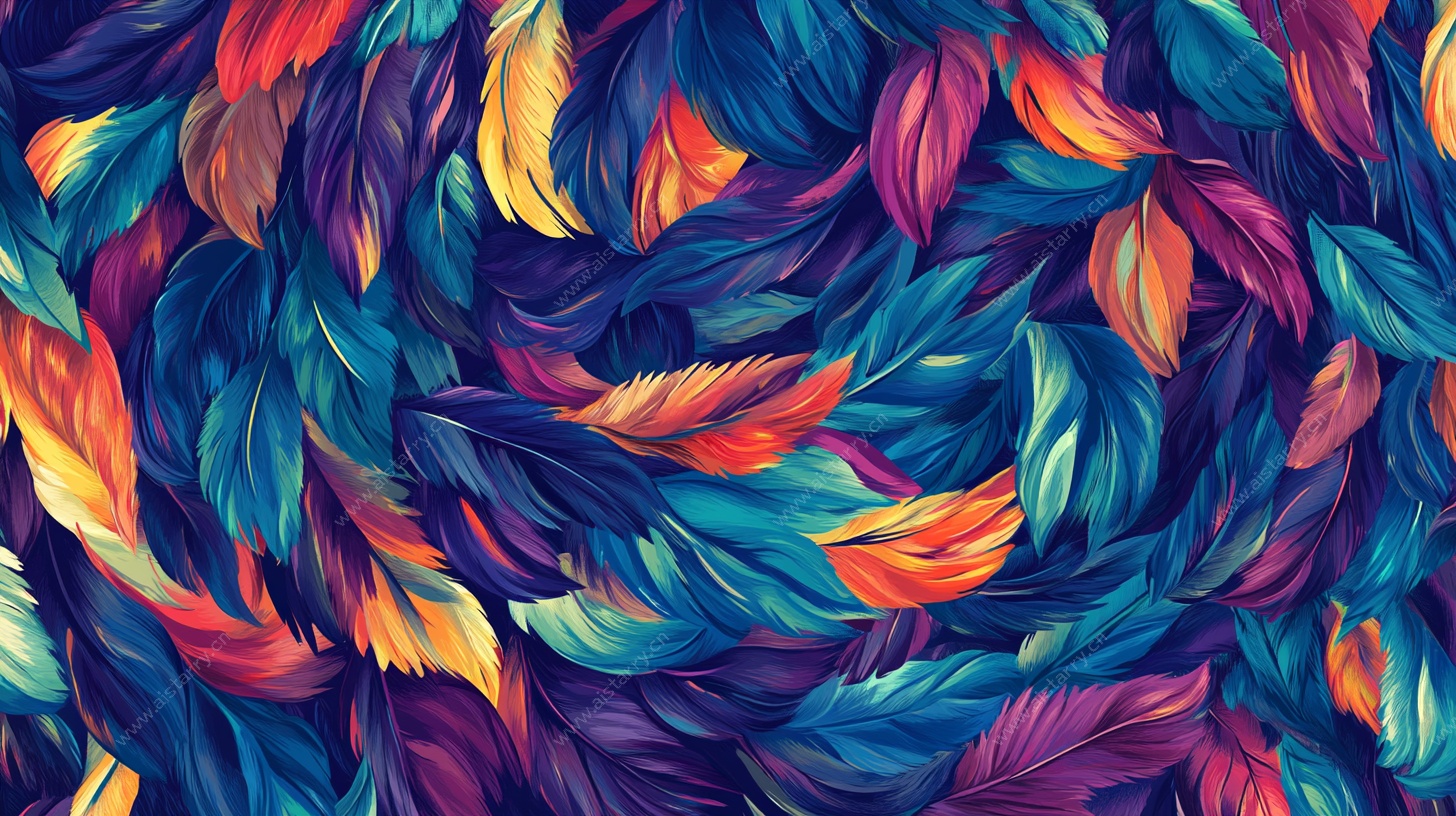 多彩羽毛抽象图案