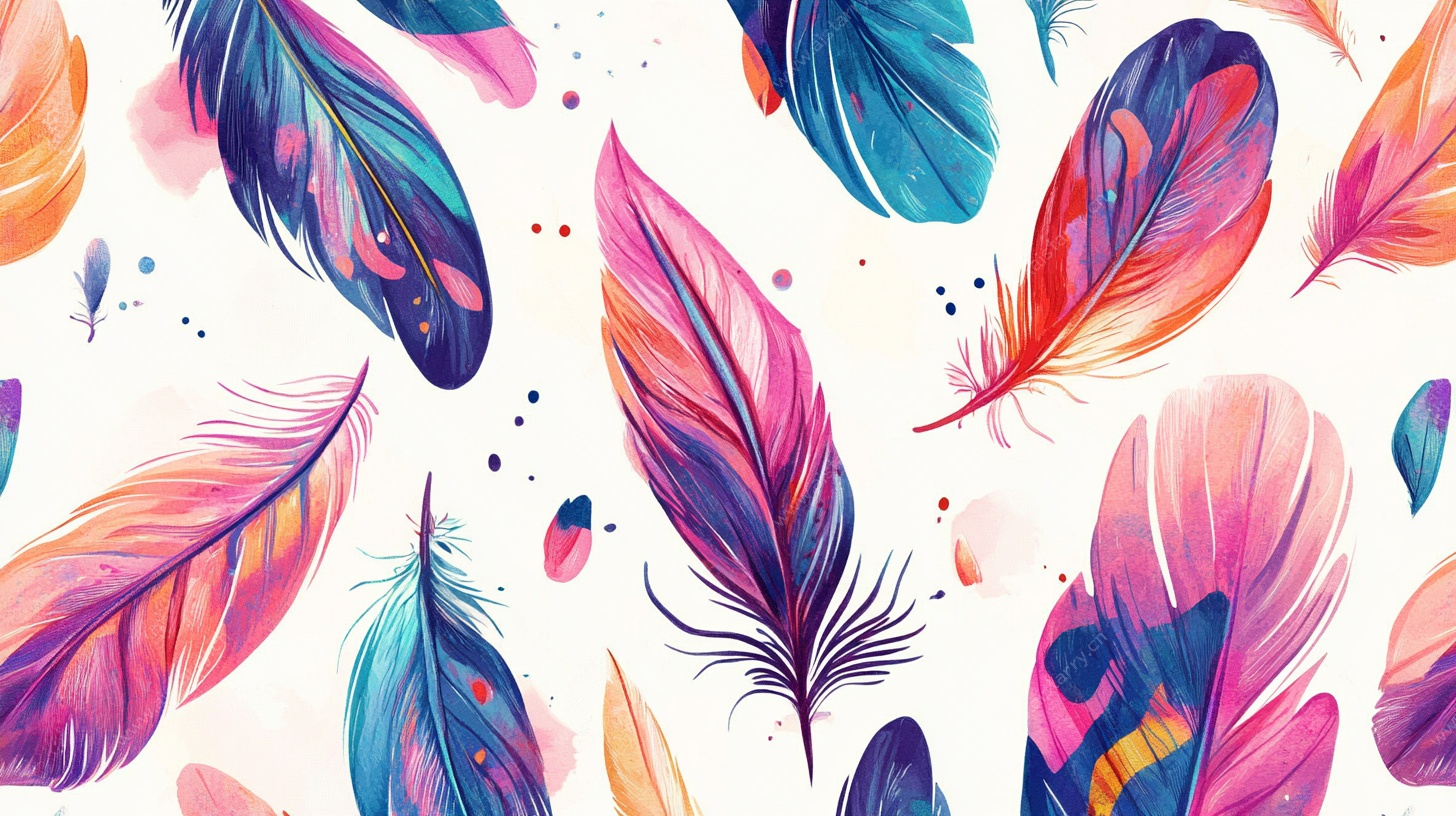 缤纷水彩羽毛图案背景