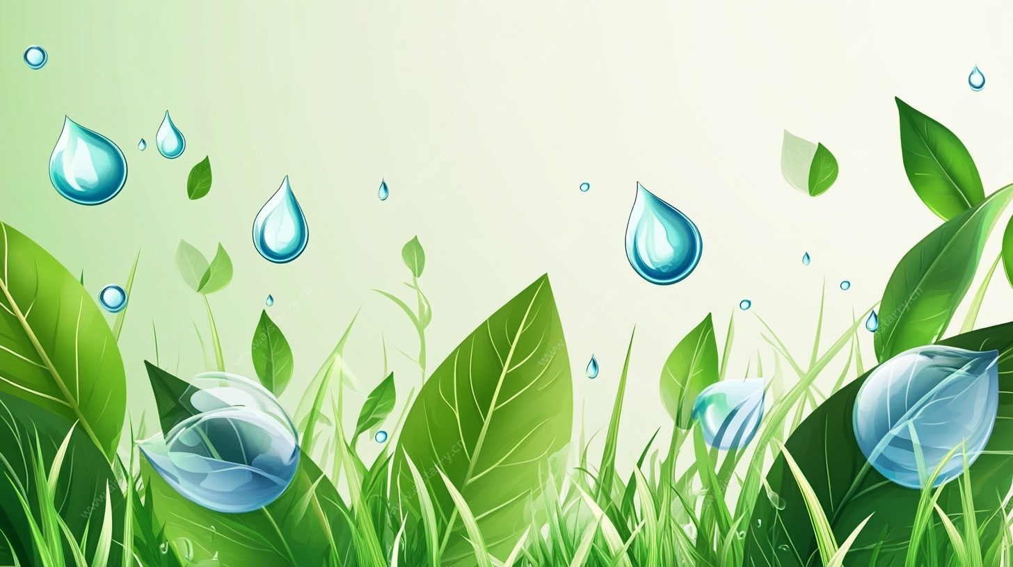 清新绿叶水滴背景图