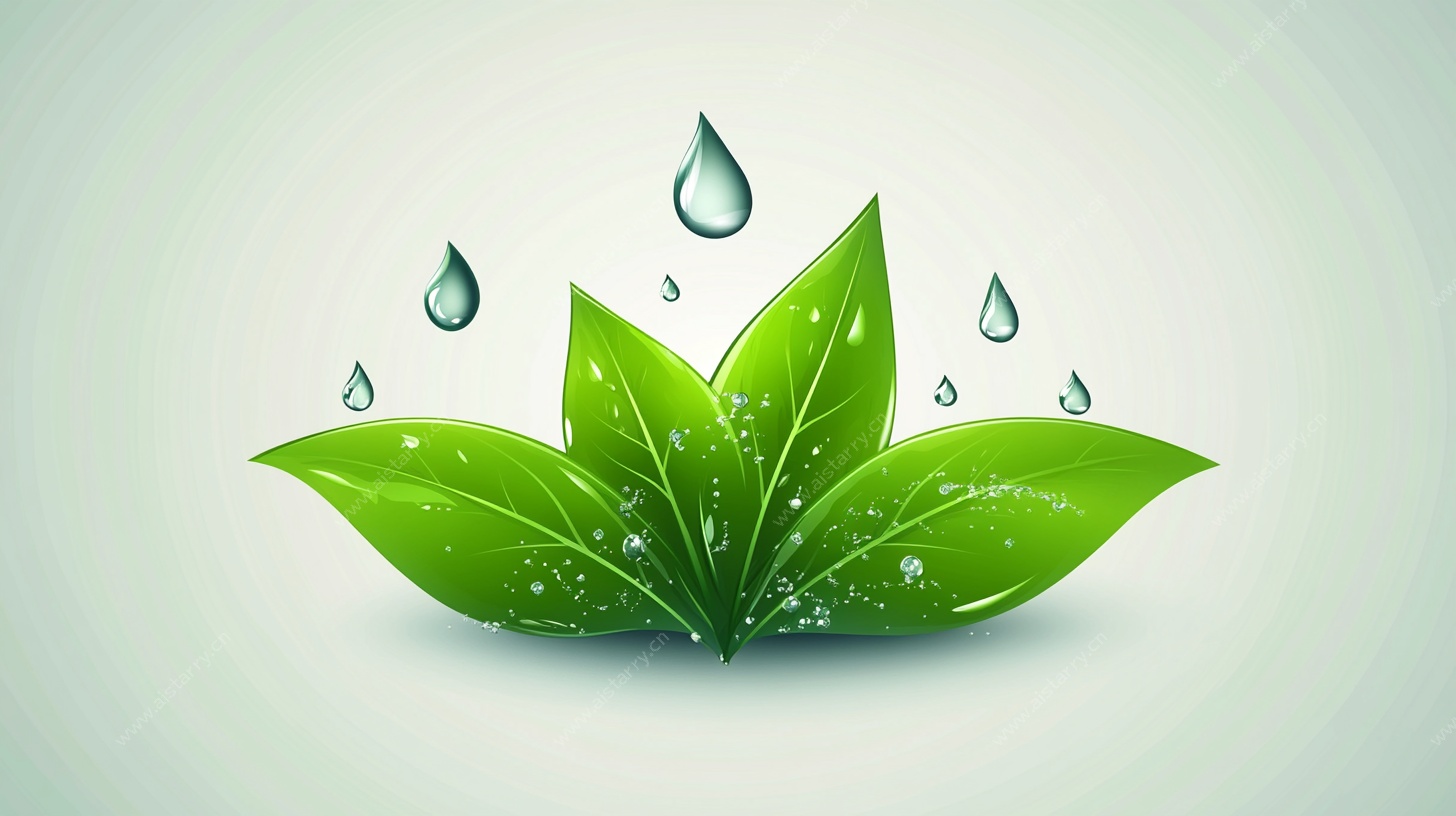 绿叶滴露清新插画