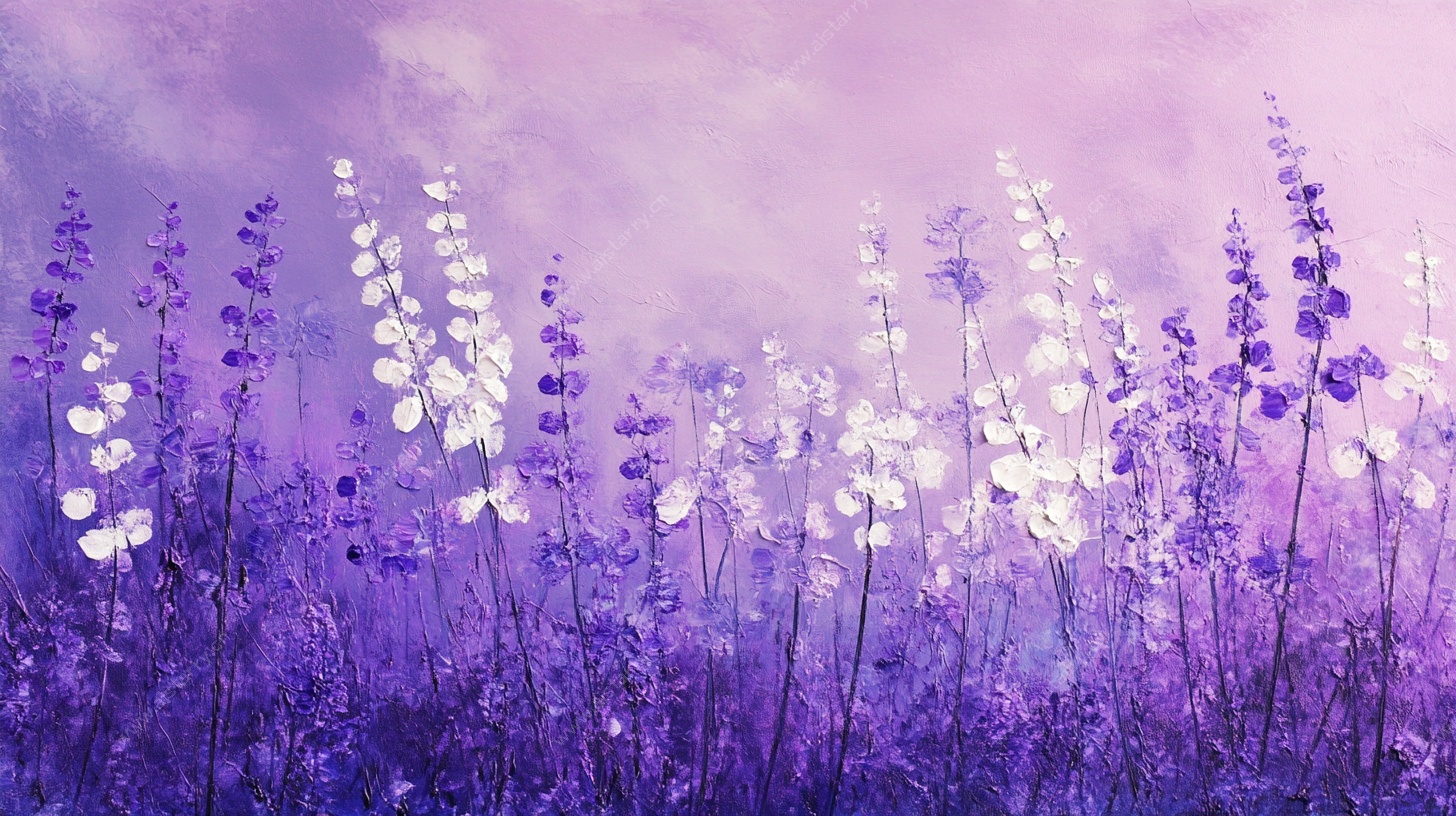 梦幻紫色花卉风景图