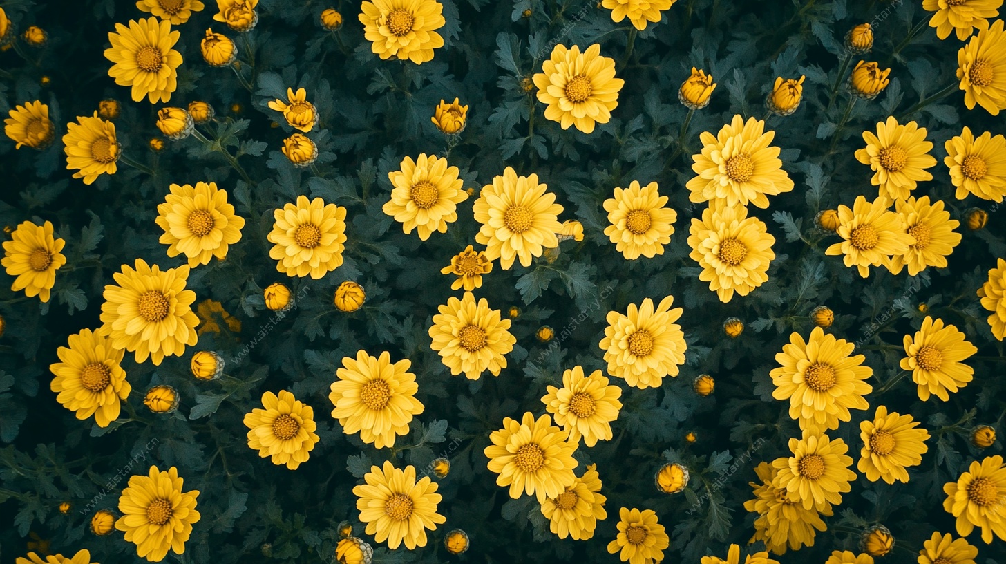 金黄雏菊铺满画面