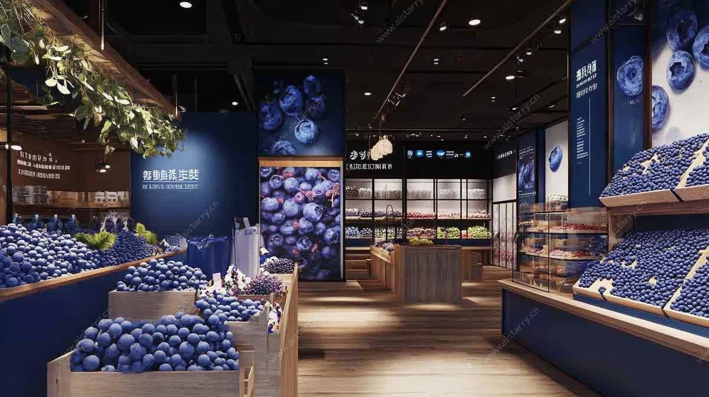 蓝莓主题超市室内效果图